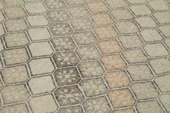 Checkered Runner Bej Geometrik Pamuk Yün El Dokuma Halısı 138x341 Agacan