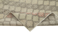 Checkered Runner Bej Geometrik Pamuk Yün El Dokuma Halısı 138x341 Agacan