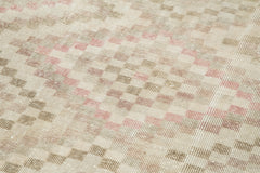 Checkered Runner Bej Geometrik Pamuk Yün El Dokuma Halısı 114x316 Agacan