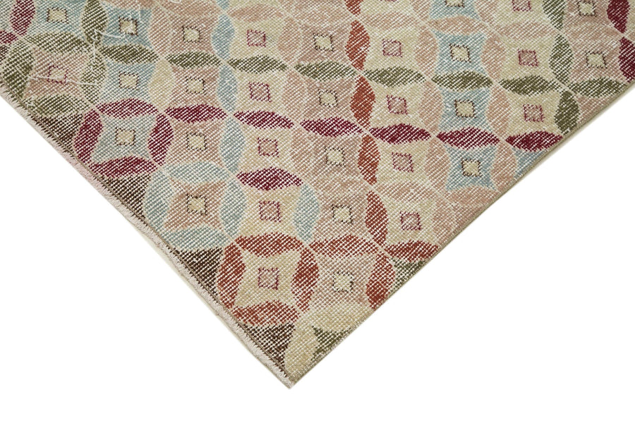 Vintage Krem Çok Renkli Geometrik El Dokuma Halı 113x272 cm – Koridor kullanımı