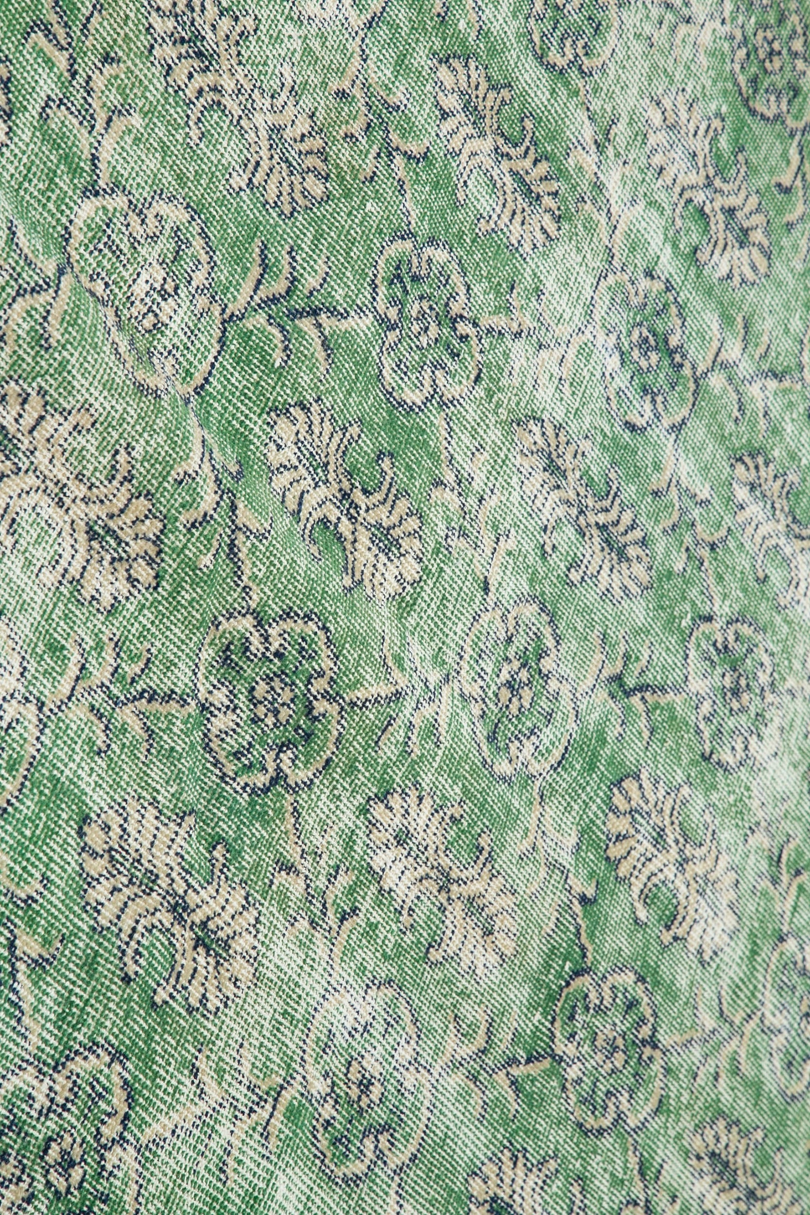 Checkered Kilim Yeşil Damalı Pamuk Yün El Dokuma Halısı 207x304 Agacan