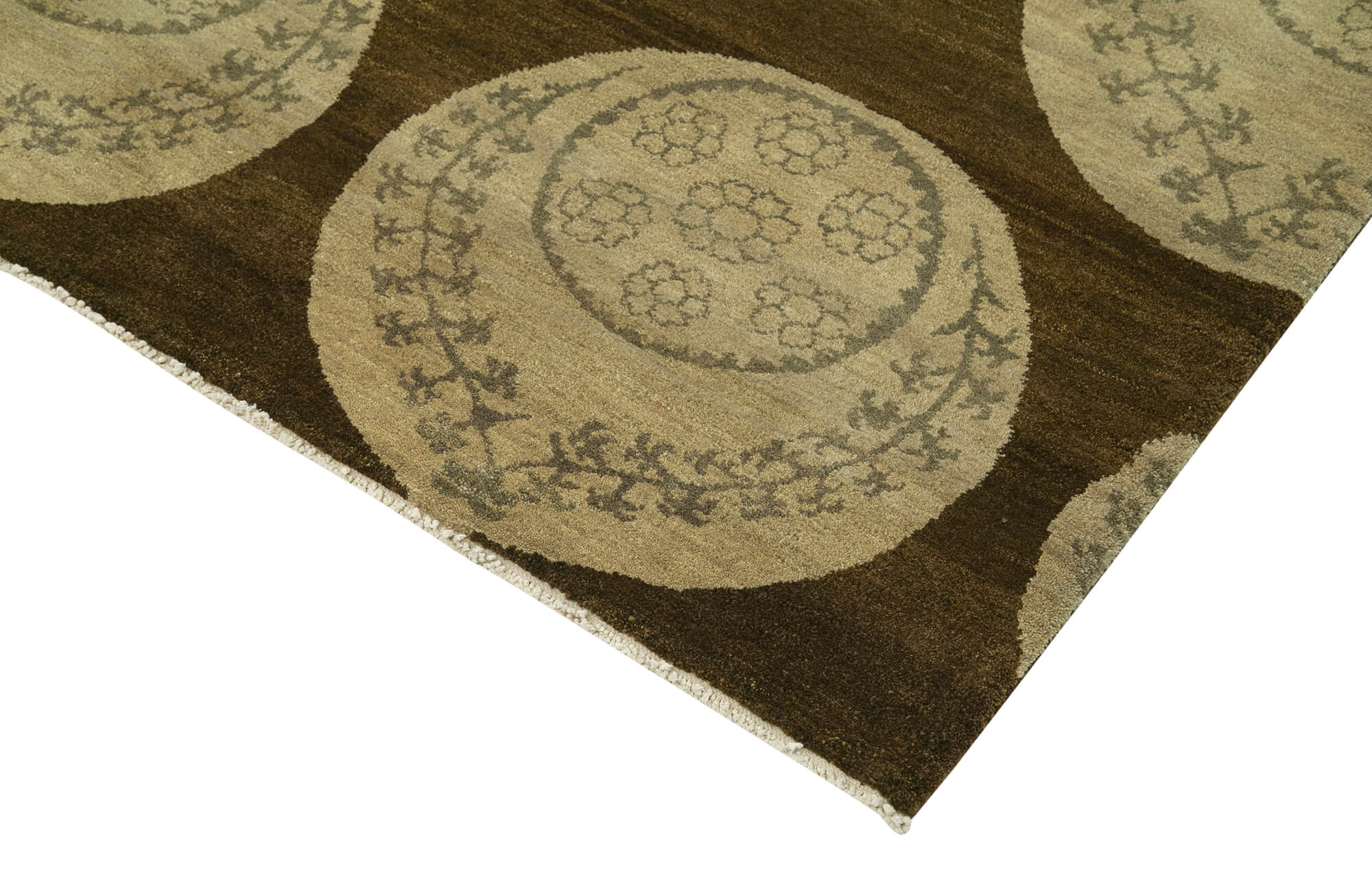 Tebriz Kahverengi Klasik Pamuk Yün El Dokuma Halısı 245x304 Agacan