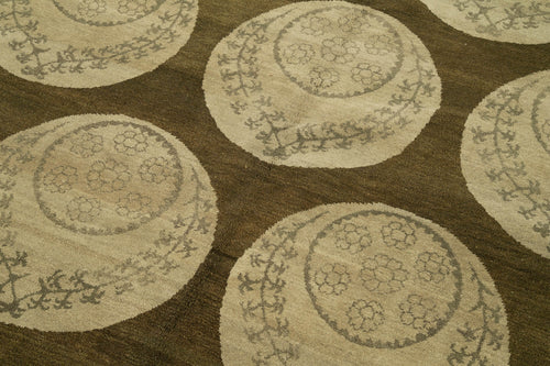 Tebriz Kahverengi Klasik Pamuk Yün El Dokuma Halısı 245x304 Agacan