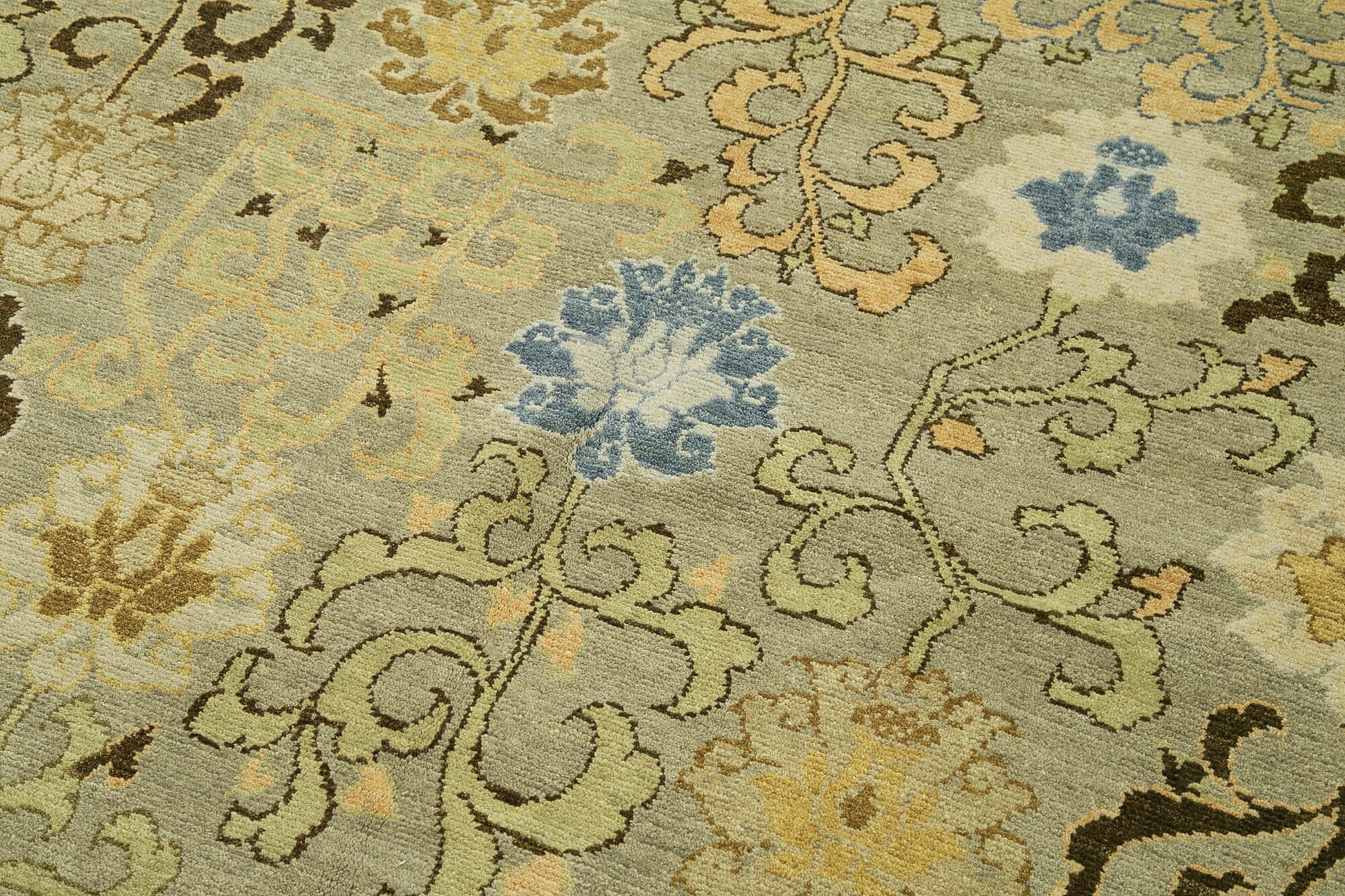 Tebriz Yeşil Klasik Pamuk Yün El Dokuma Halısı 245x303 Agacan