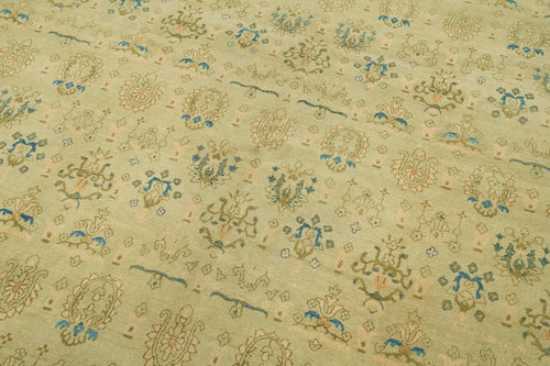 Tebriz Yeşil Klasik Pamuk Yün El Dokuma Halısı 233x303 Agacan