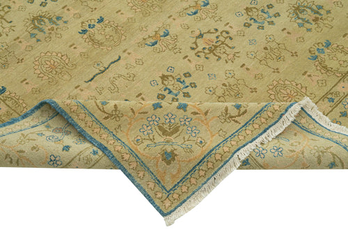 Tebriz Yeşil Klasik Pamuk Yün El Dokuma Halısı 233x303 Agacan