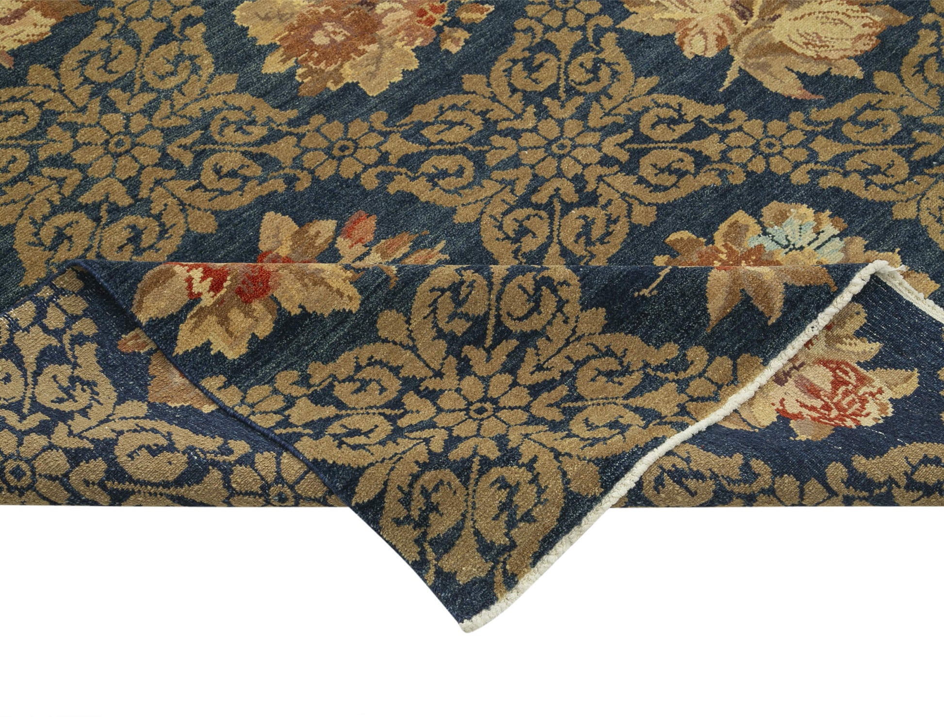 Tebriz Mavi Klasik Pamuk Yün El Dokuma Halısı 245x303 Agacan