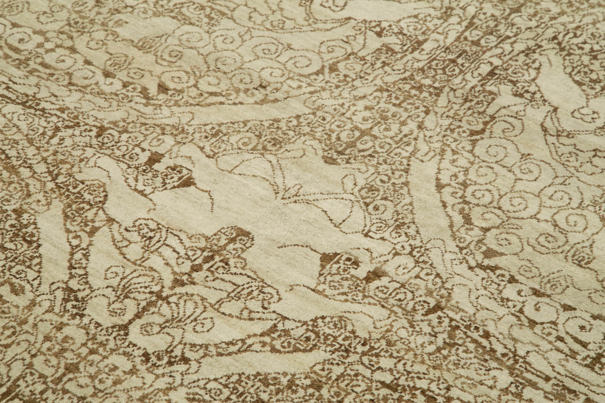 Tebriz Bej Klasik Pamuk Yün El Dokuma Halısı 182x273 Agacan