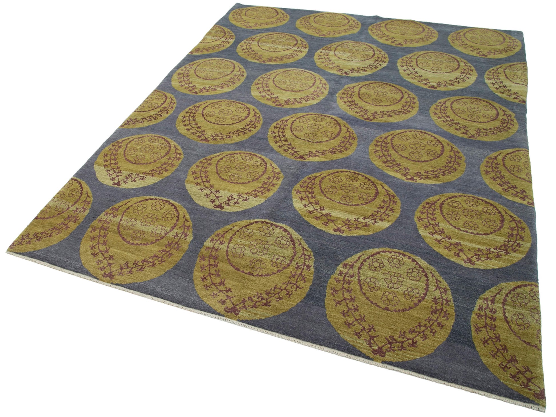 Tebriz Mavi Klasik Pamuk Yün El Dokuma Halısı 180x245 Agacan