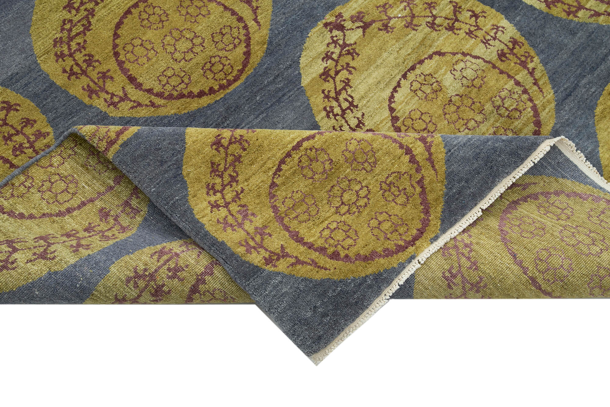 Tebriz Mavi Klasik Pamuk Yün El Dokuma Halısı 180x245 Agacan