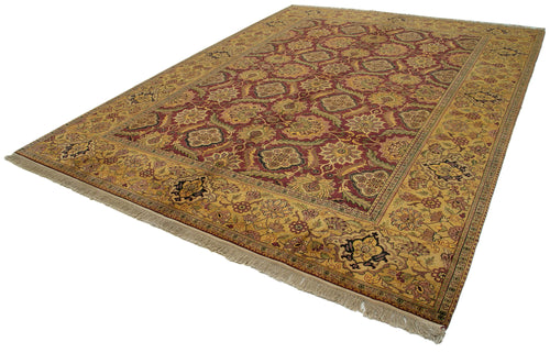 Tebriz Sarı Klasik Pamuk Yün El Dokuma Halısı 276x366 Agacan