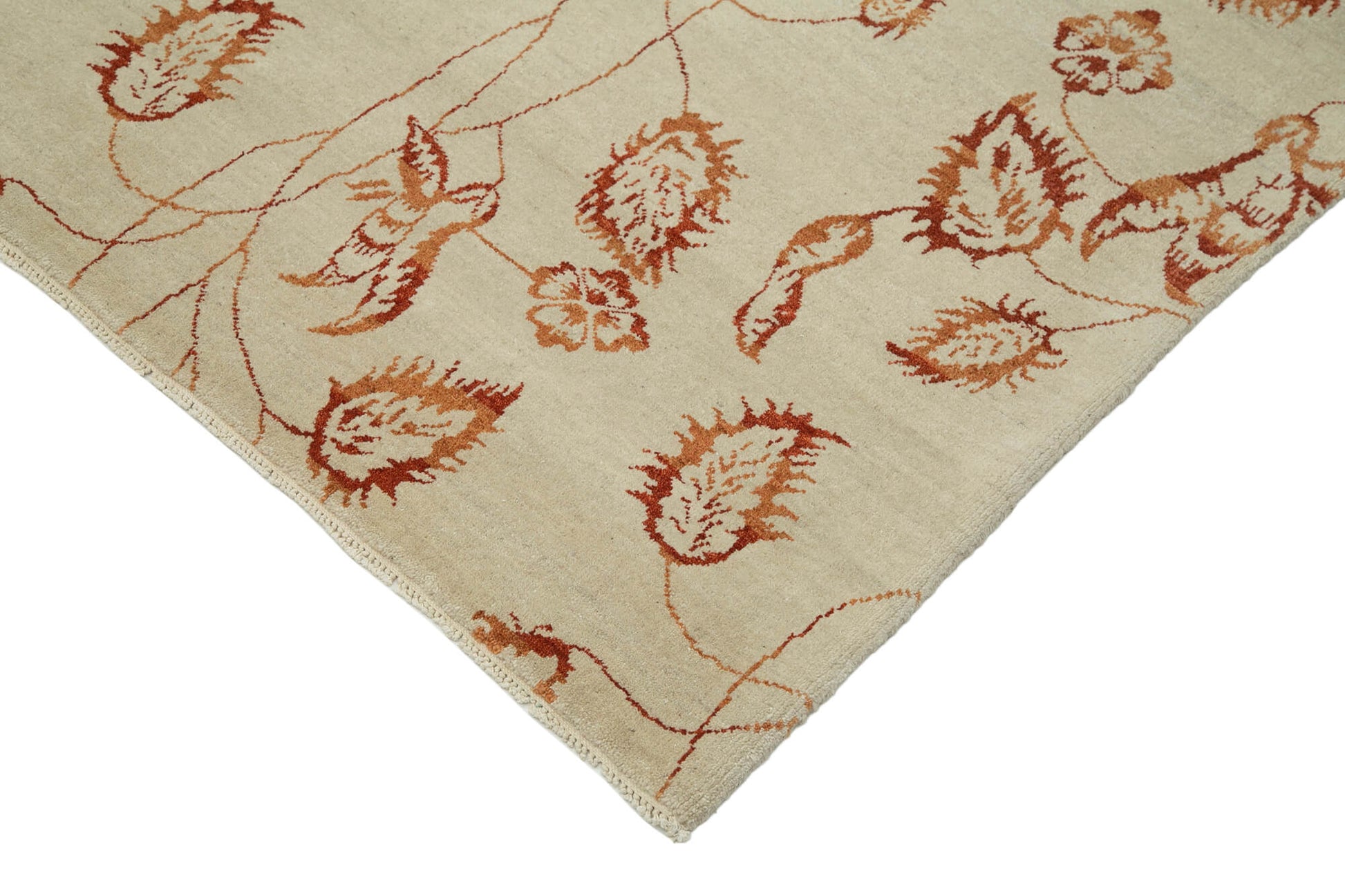 Tebriz Bej Klasik Pamuk Yün El Dokuma Halısı 270x362 Agacan