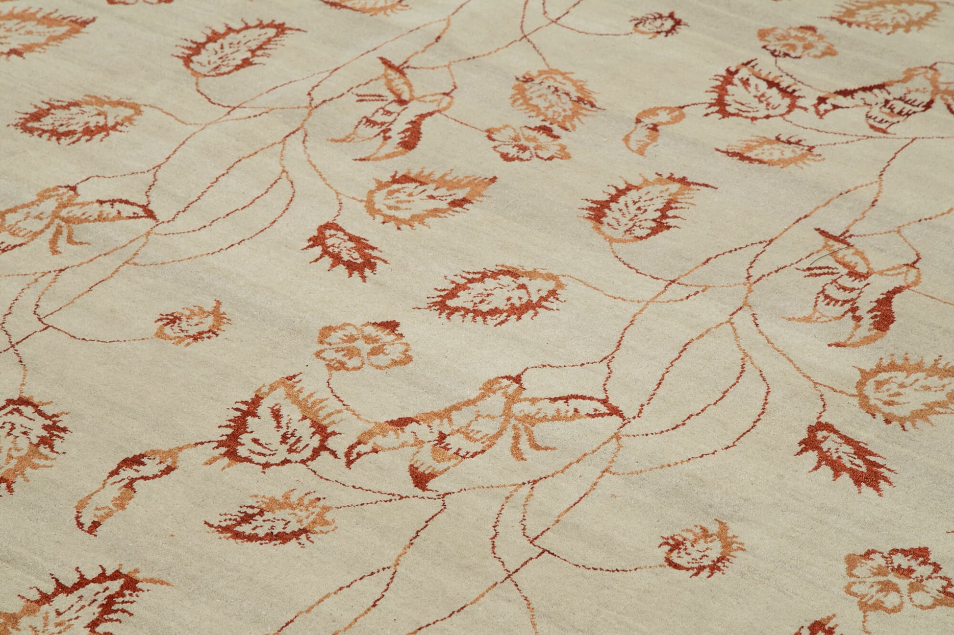 Tebriz Bej Klasik Pamuk Yün El Dokuma Halısı 270x362 Agacan