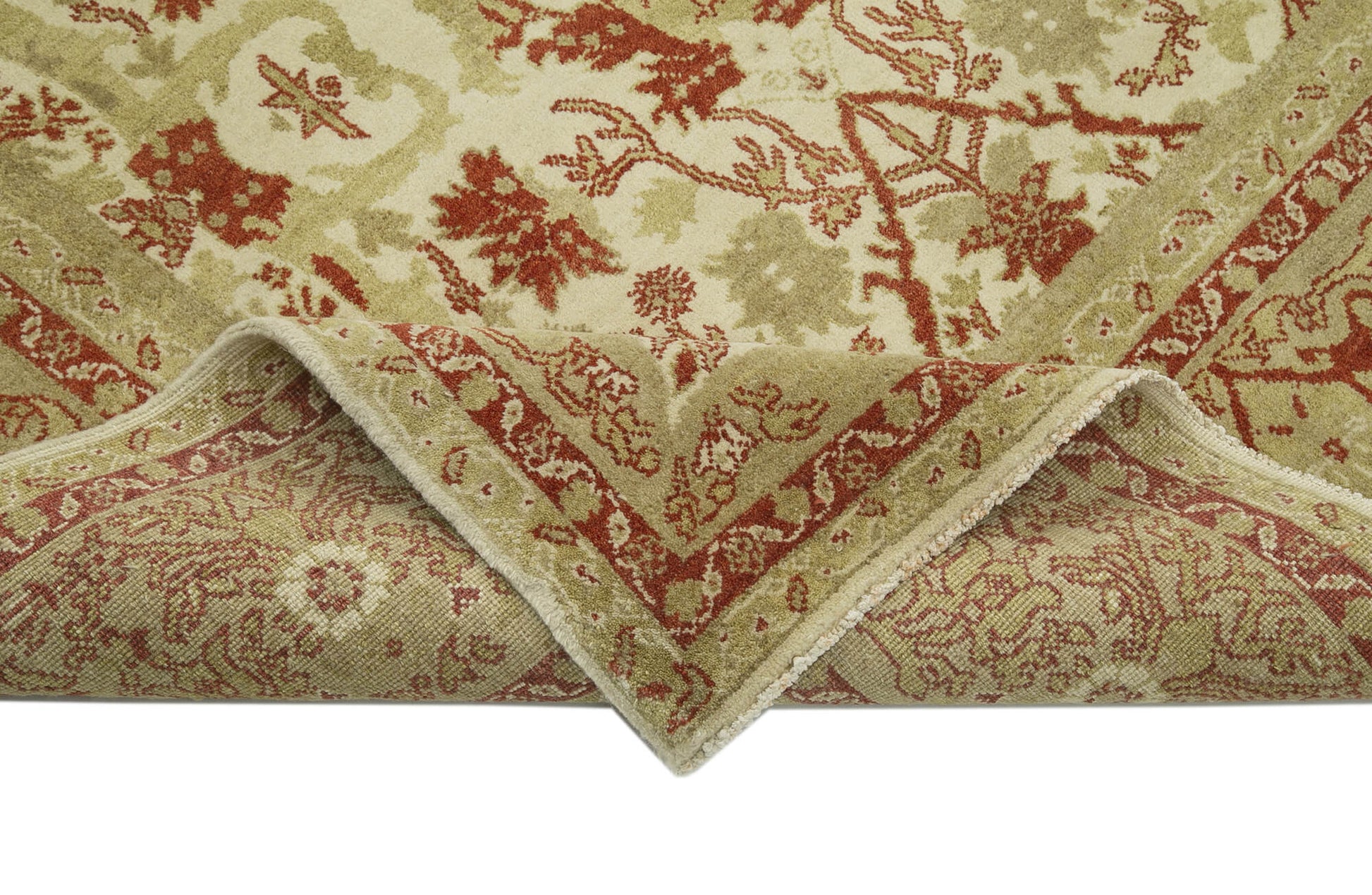 Tebriz Bej Klasik Pamuk Yün El Dokuma Halısı 265x382 Agacan