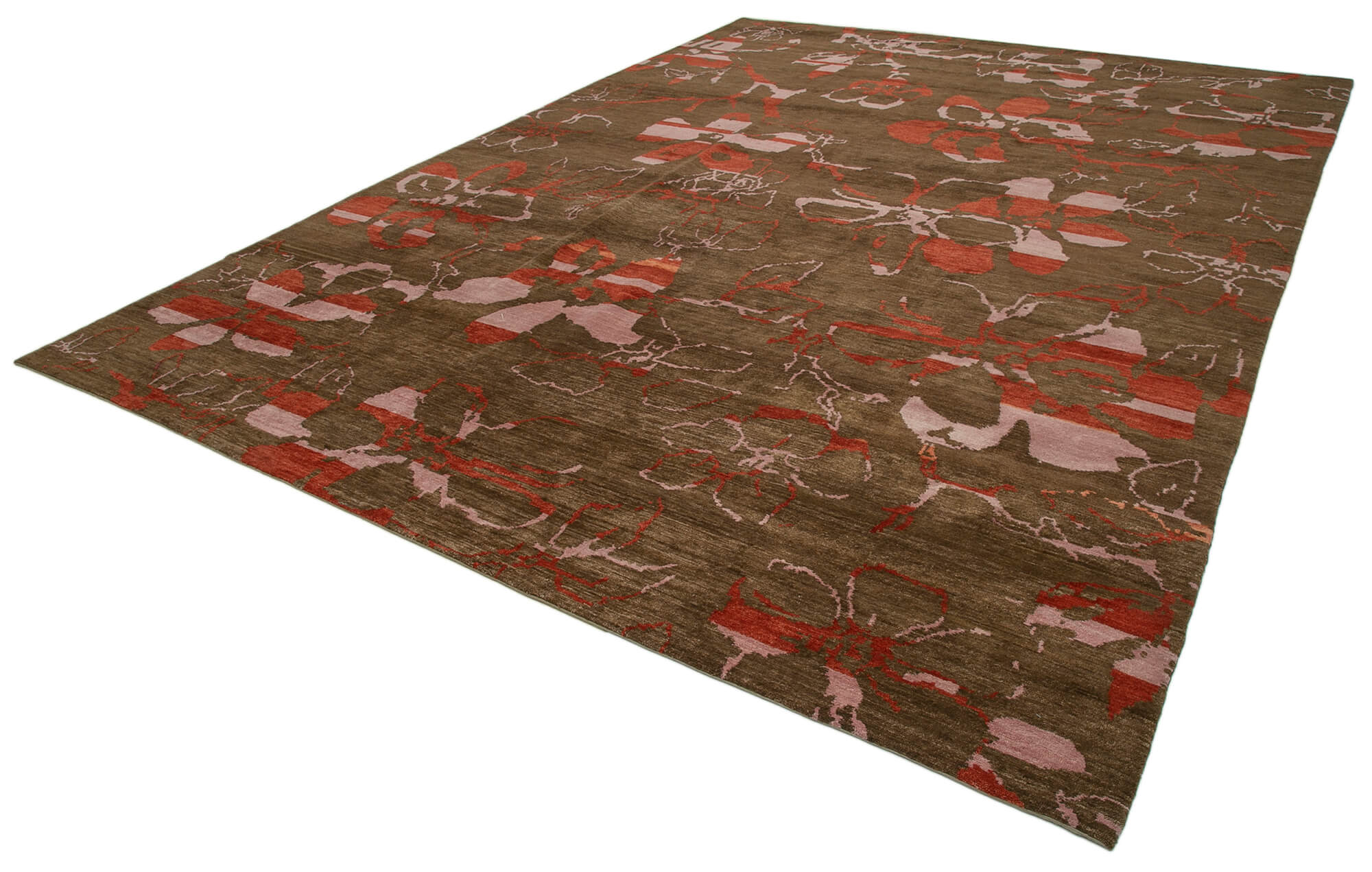 Tebriz Kahverengi Klasik Pamuk Yün El Dokuma Halısı 306x420 Agacan