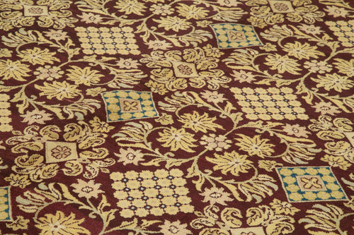 Tebriz Mor Klasik Pamuk Yün El Dokuma Halısı 280x365 Agacan