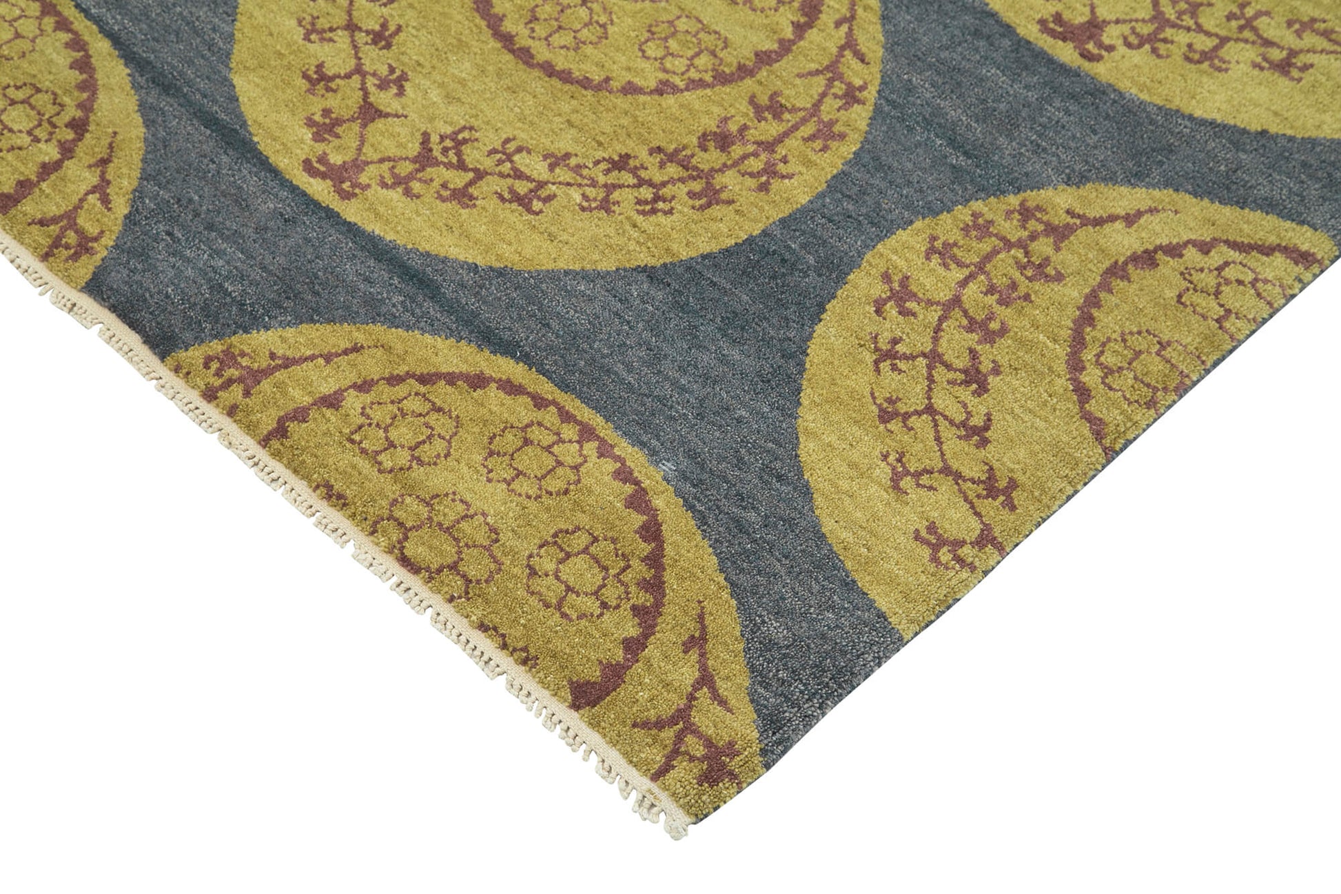 Tebriz Mavi Klasik Pamuk Yün El Dokuma Halısı 275x366 Agacan