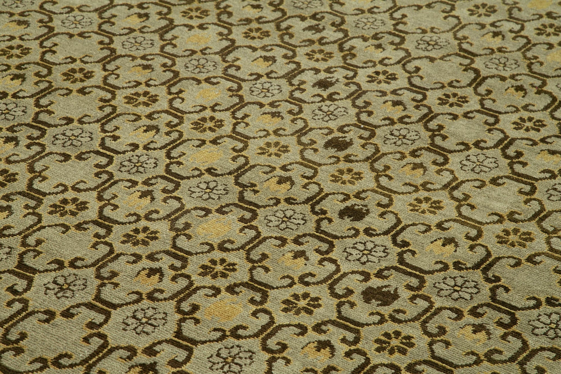 Tebriz Kahverengi Klasik Pamuk Yün El Dokuma Halısı 305x422 Agacan