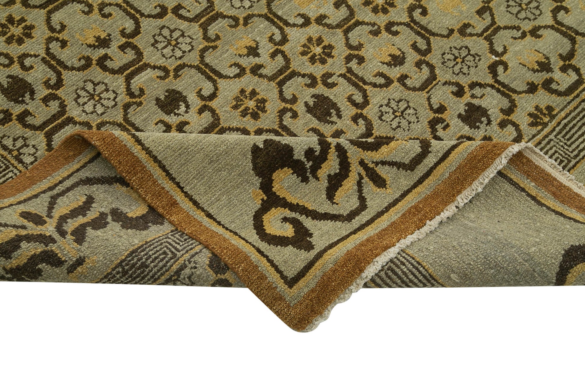 Tebriz Kahverengi Klasik Pamuk Yün El Dokuma Halısı 305x422 Agacan