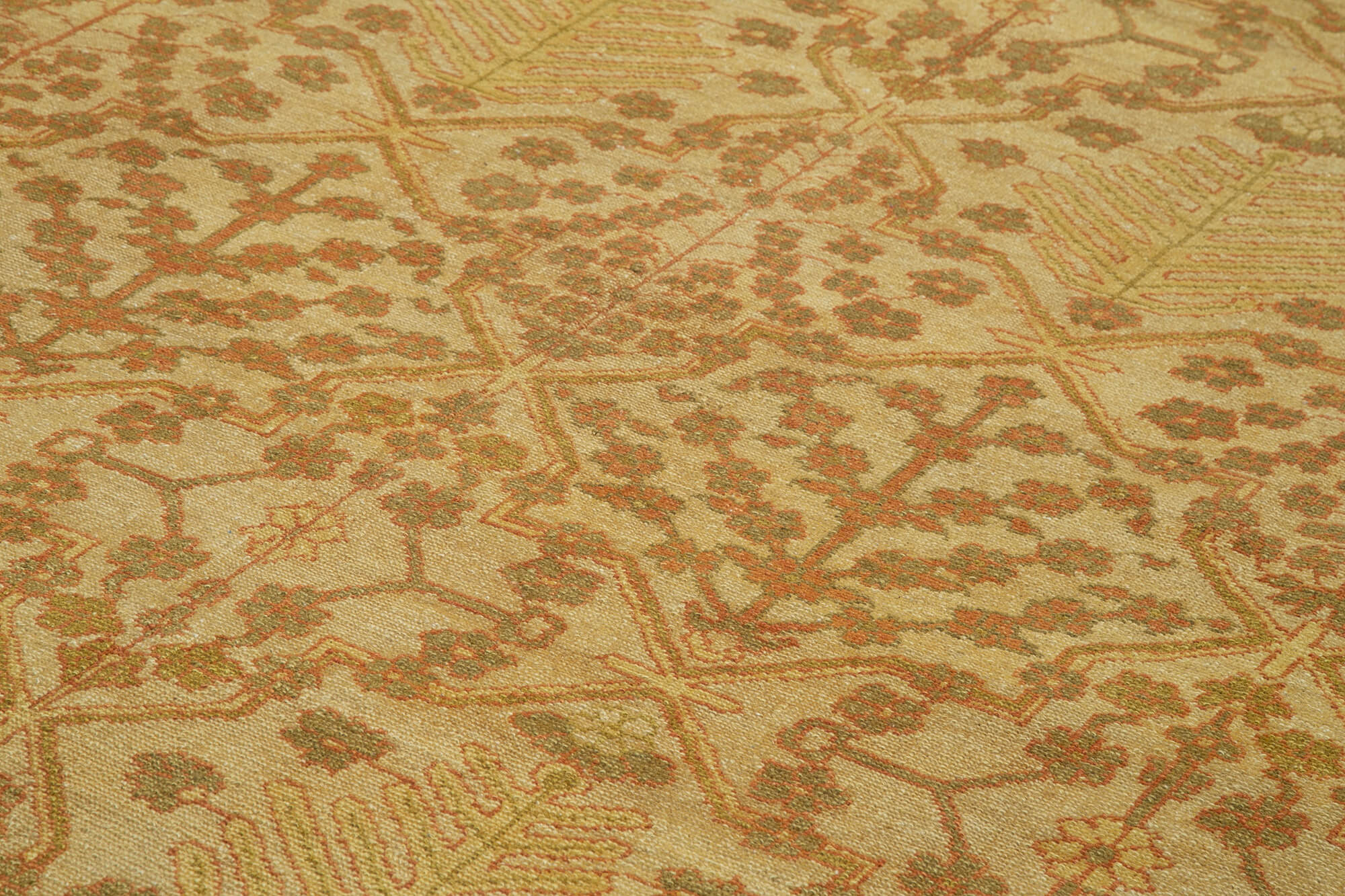 Tebriz Sarı Klasik Pamuk Yün El Dokuma Halısı 278x374 Agacan