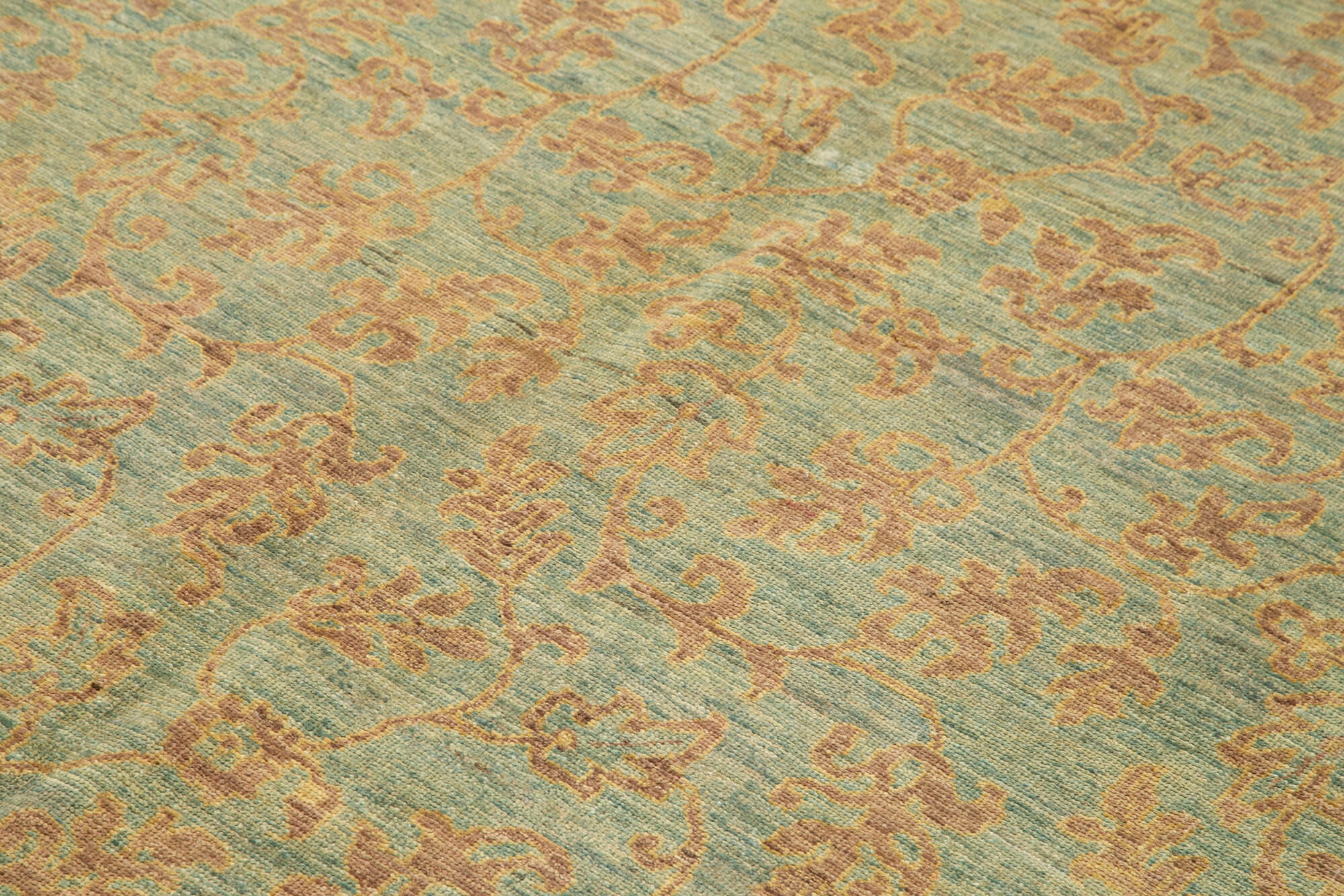 Tebriz Yeşil Klasik Pamuk Yün El Dokuma Halısı 187x270 Agacan