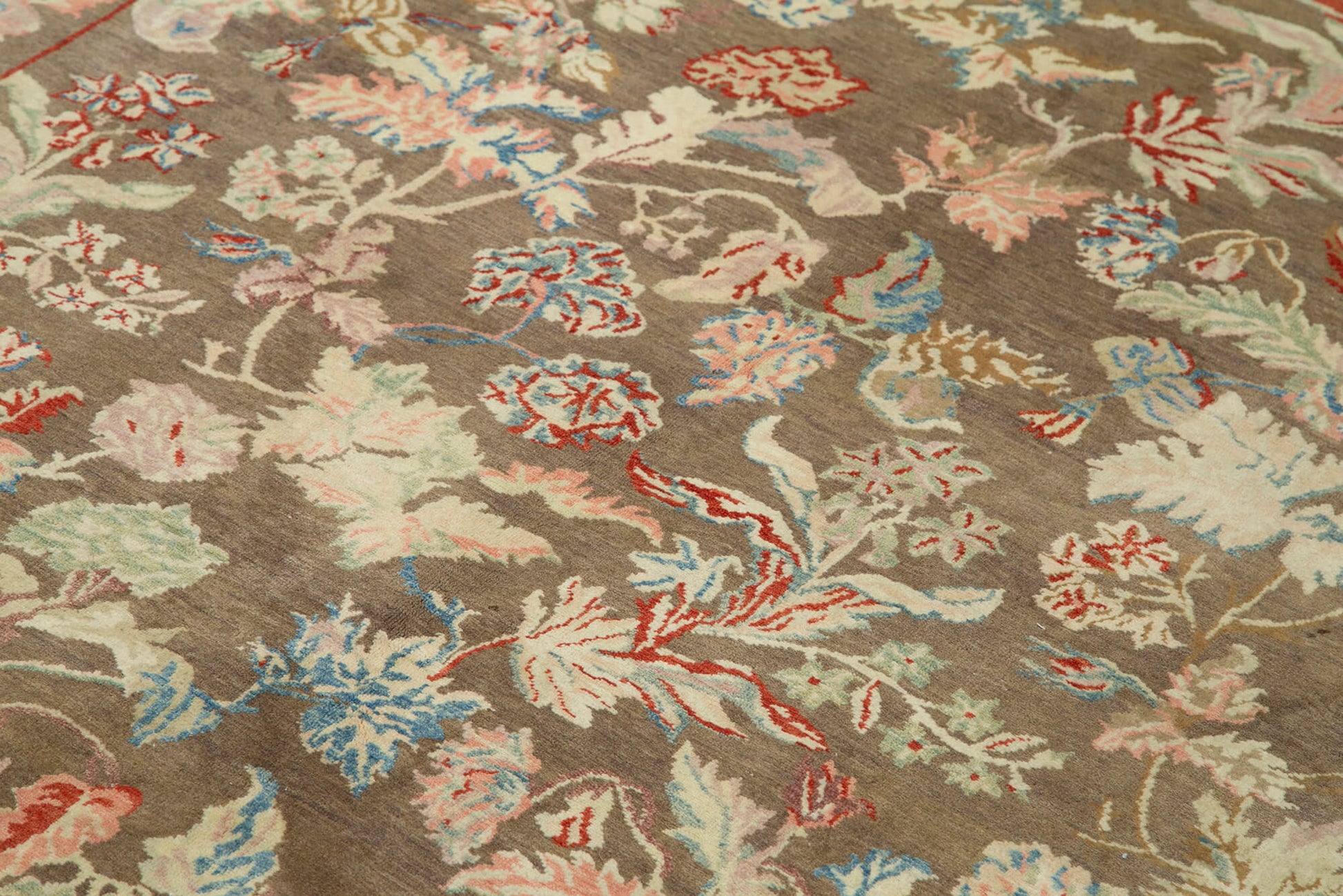 Tebriz Kahverengi Klasik Pamuk Yün El Dokuma Halısı 153x201 Agacan