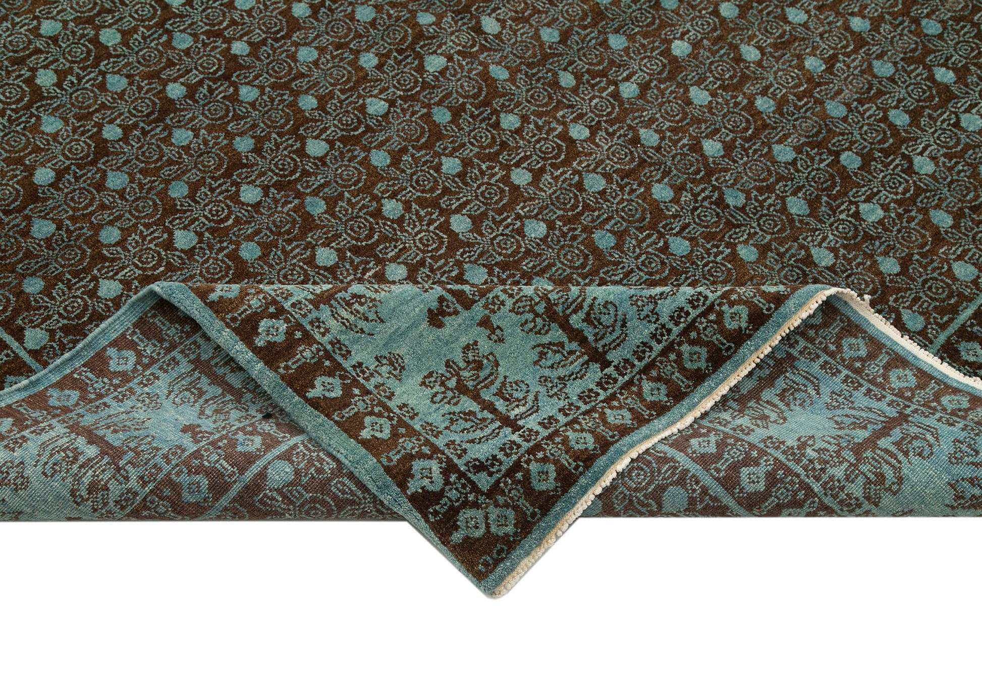 Tebriz Turkuaz Klasik Pamuk Yün El Dokuma Halısı 181x273 Agacan