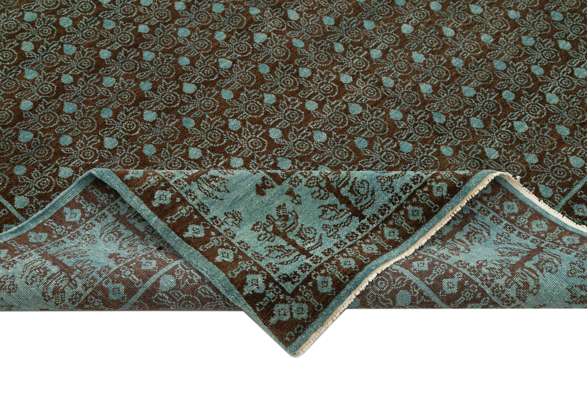 Tebriz Turkuaz Klasik Pamuk Yün El Dokuma Halısı 181x273 Agacan