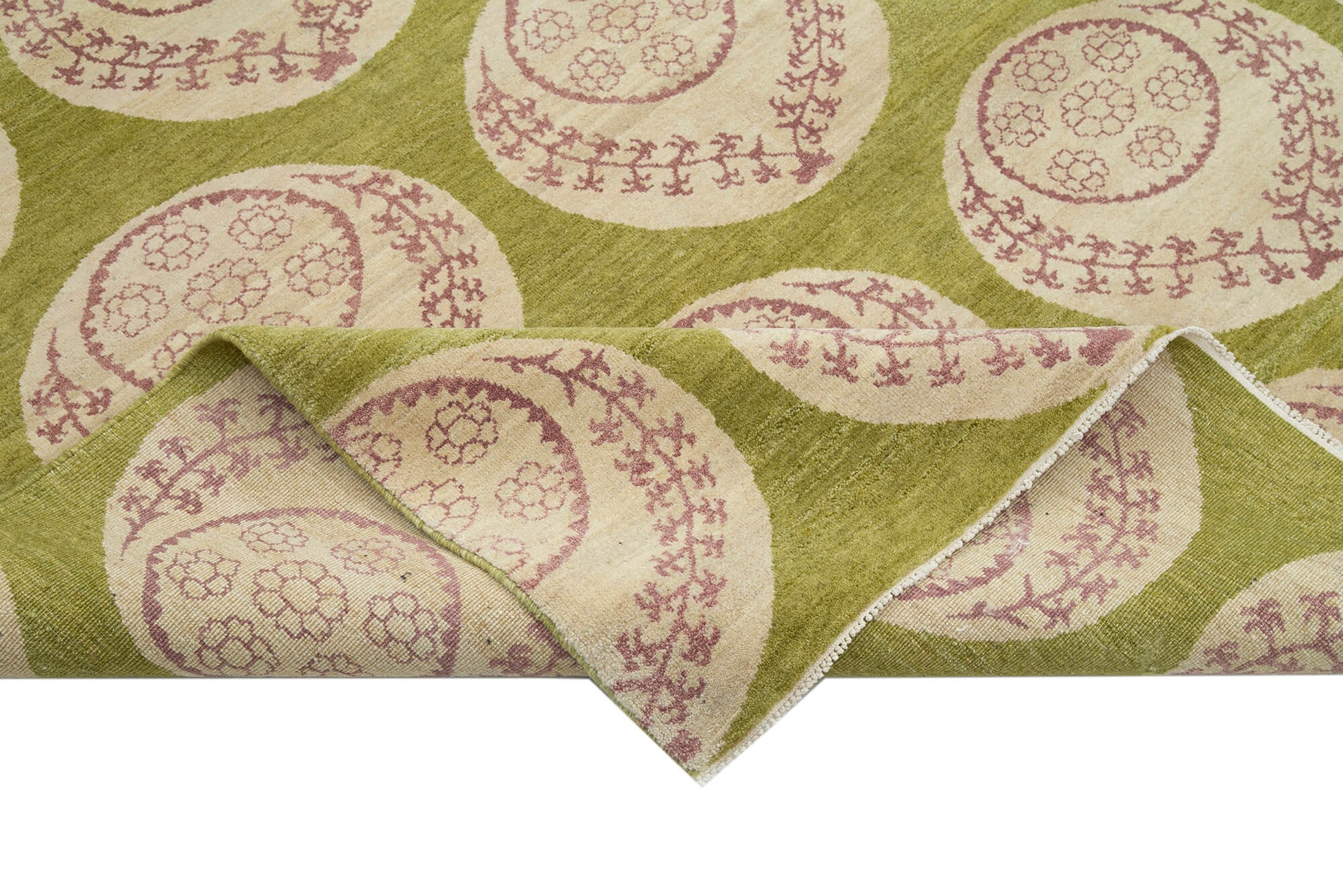 Tebriz Yeşil Klasik Pamuk Yün El Dokuma Halısı 182x271 Agacan