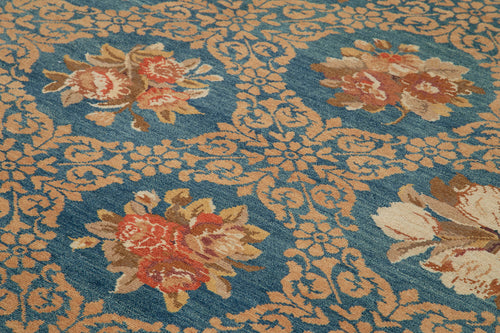 Tebriz Mavi Klasik Pamuk Yün El Dokuma Halısı 250x298 Agacan