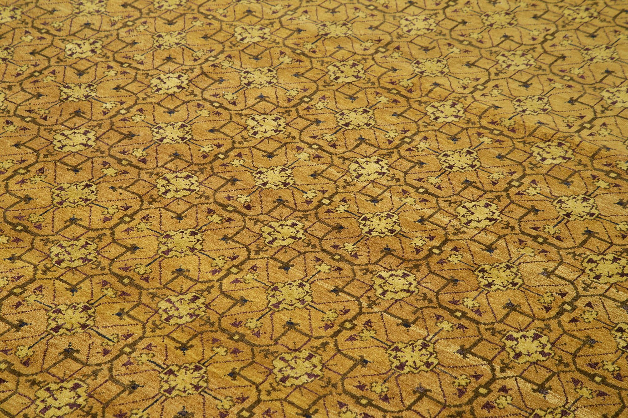 Tebriz Sarı Klasik Pamuk Yün El Dokuma Halısı 243x304 Agacan