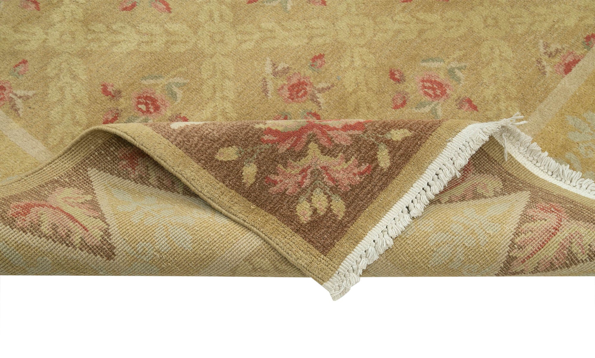 Tebriz Sarı Klasik Pamuk Yün El Dokuma Halısı 278x391 Agacan