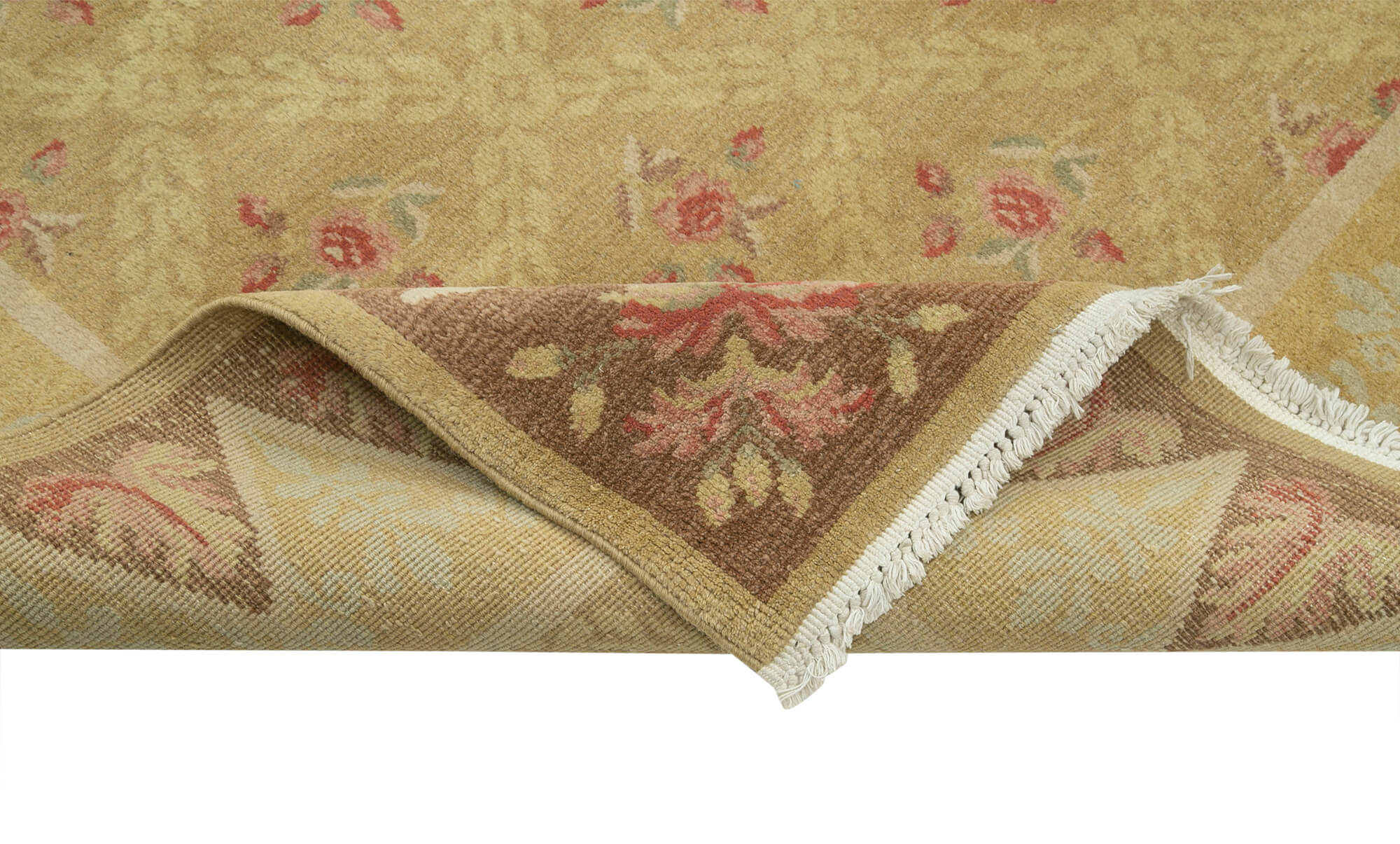 Tebriz Sarı Klasik Pamuk Yün El Dokuma Halısı 278x391 Agacan