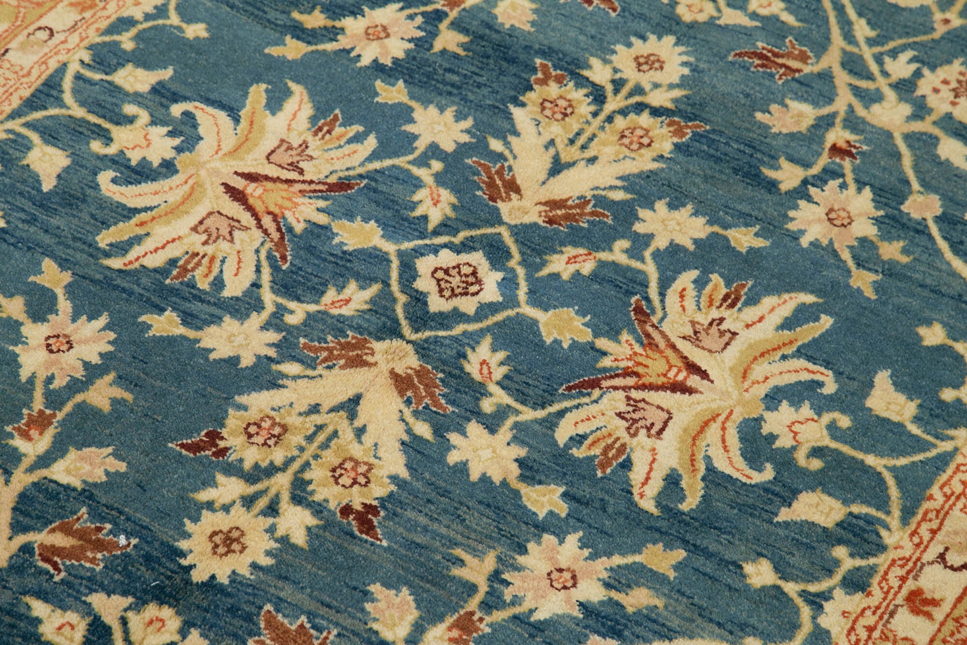 Tebriz Mavi Klasik Pamuk Yün El Dokuma Halısı 121x185 Agacan