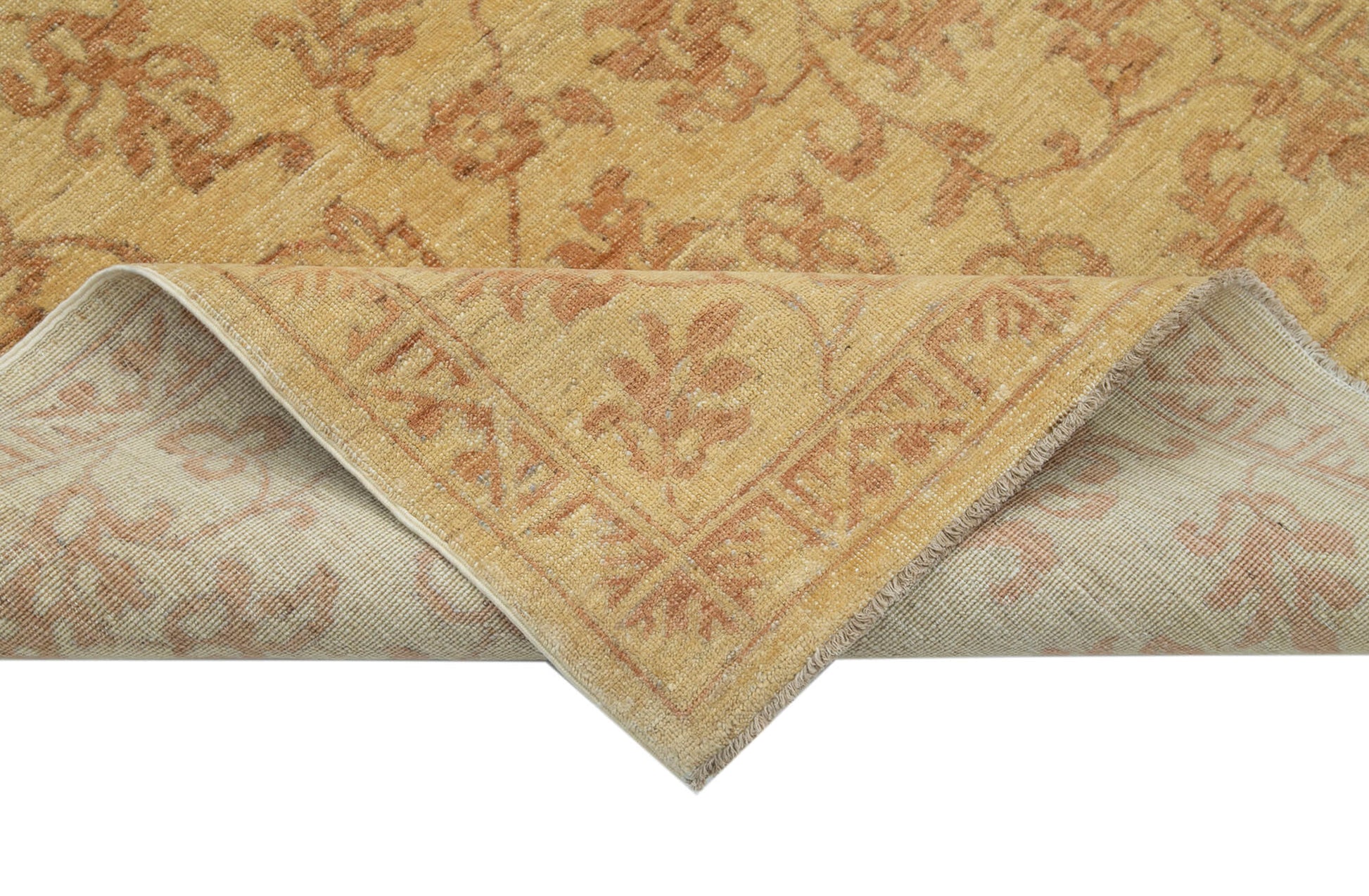 Tebriz Sarı Klasik Pamuk Yün El Dokuma Halısı 118x178 Agacan