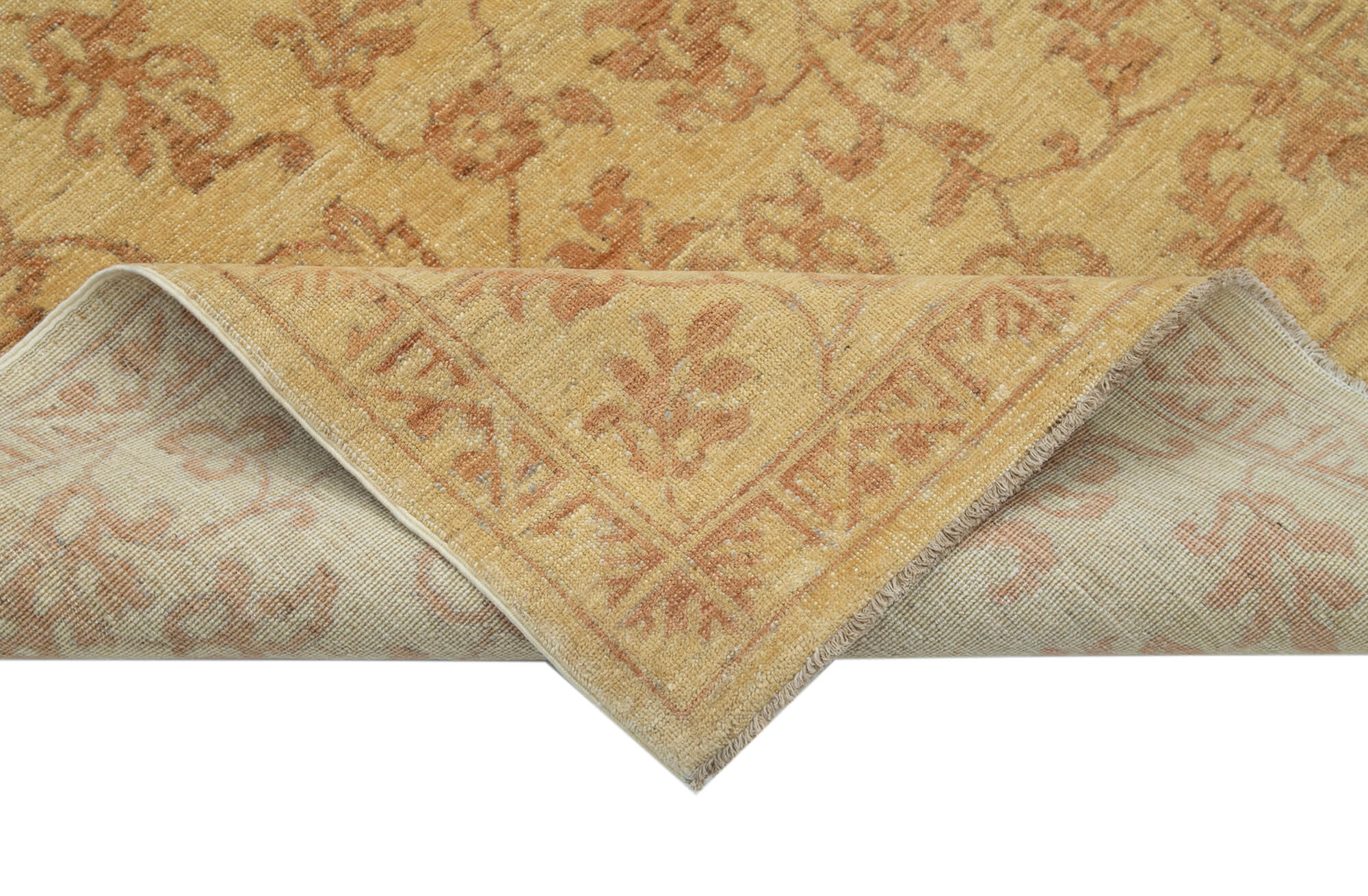 Tebriz Sarı Klasik Pamuk Yün El Dokuma Halısı 118x178 Agacan