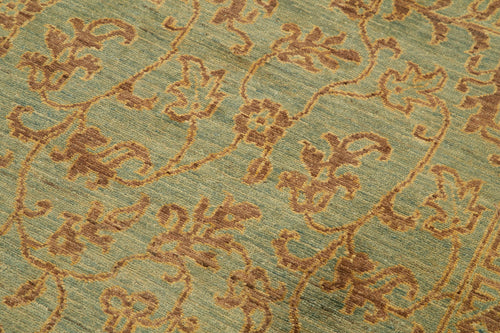 Tebriz Yeşil Klasik Pamuk Yün El Dokuma Halısı 88x257 Agacan