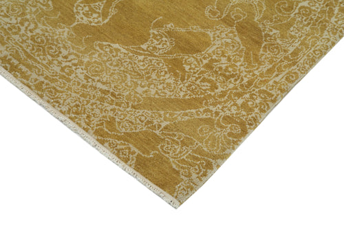 Tebriz Sarı Klasik Pamuk Yün El Dokuma Halısı 92x373 Agacan