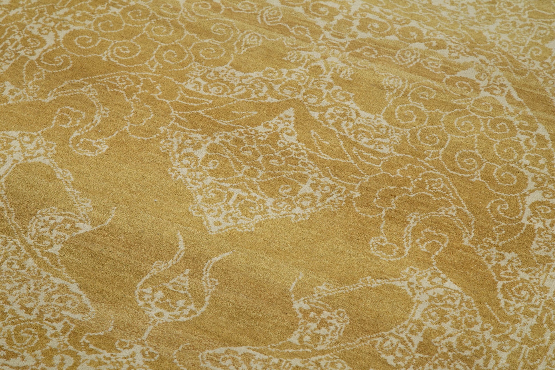 Tebriz Sarı Klasik Pamuk Yün El Dokuma Halısı 92x373 Agacan