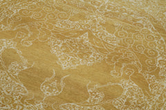 Tebriz Sarı Klasik Pamuk Yün El Dokuma Halısı 92x373 Agacan