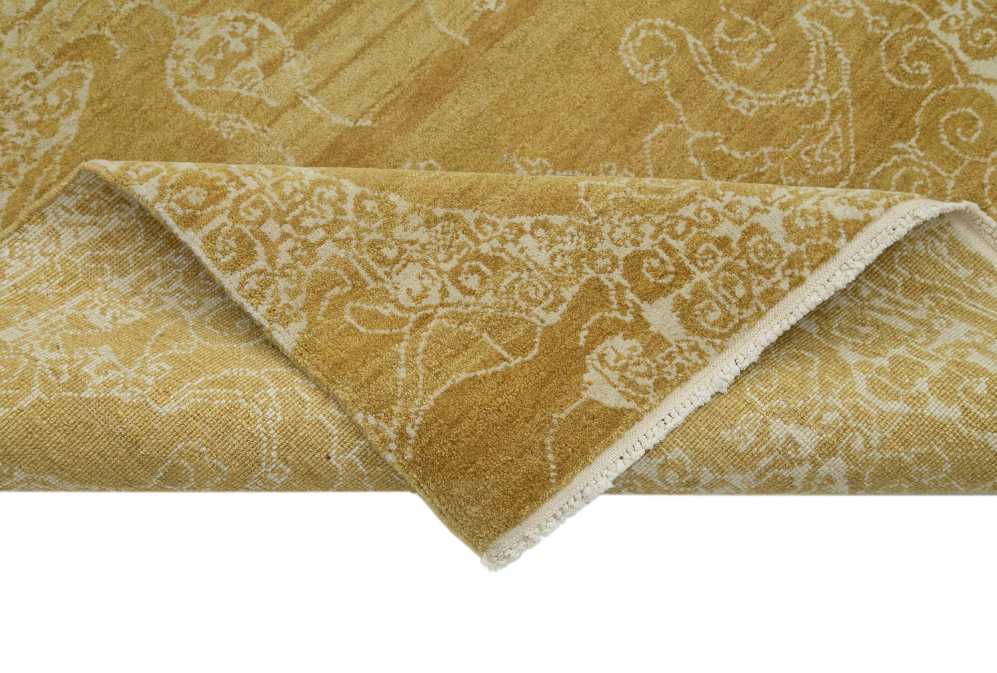 Tebriz Sarı Klasik Pamuk Yün El Dokuma Halısı 92x373 Agacan