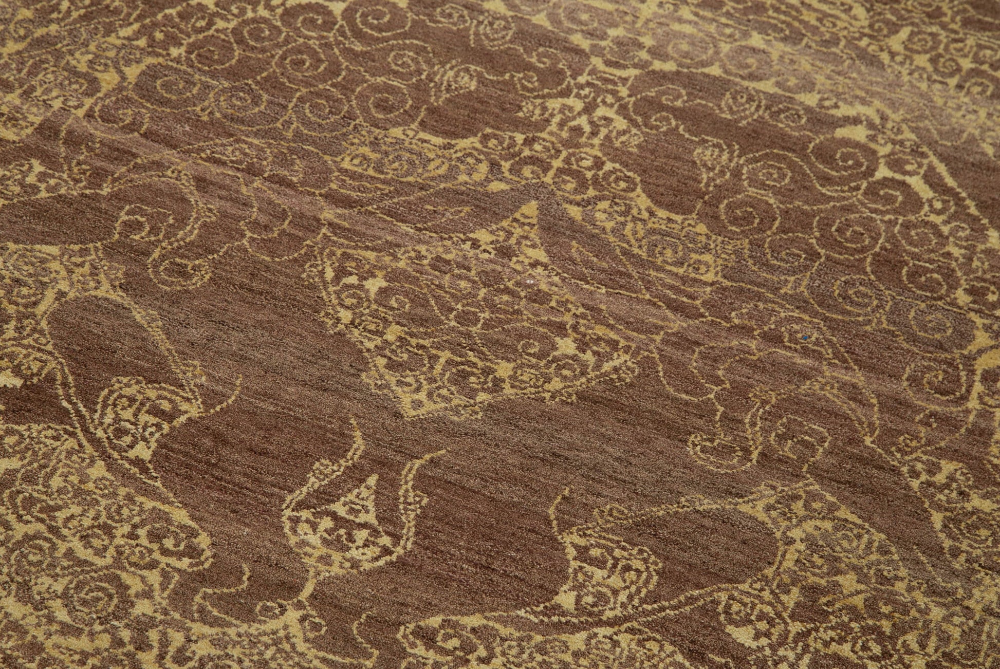 Tebriz Kahverengi Klasik Pamuk Yün El Dokuma Halısı 90x362 Agacan