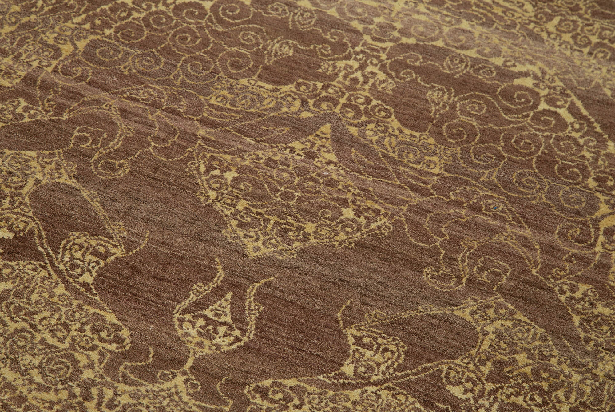 Tebriz Kahverengi Klasik Pamuk Yün El Dokuma Halısı 90x362 Agacan