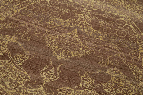 Tebriz Kahverengi Klasik Pamuk Yün El Dokuma Halısı 90x362 Agacan