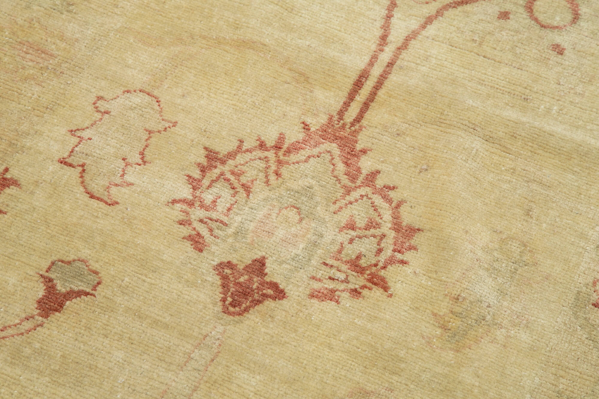 Tebriz Sarı Klasik Pamuk Yün El Dokuma Halısı 93x443 Agacan