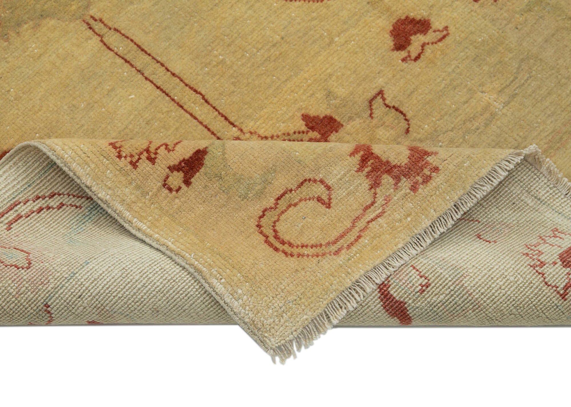 Tebriz Sarı Klasik Pamuk Yün El Dokuma Halısı 93x443 Agacan