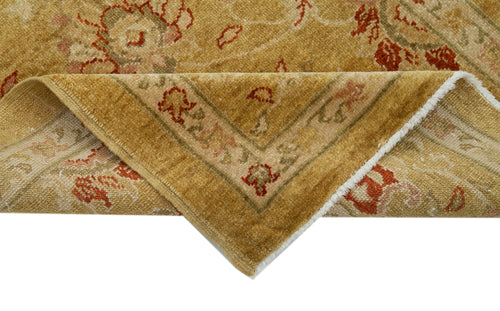 Tebriz Sarı Klasik Pamuk Yün El Dokuma Halısı 86x343 Agacan