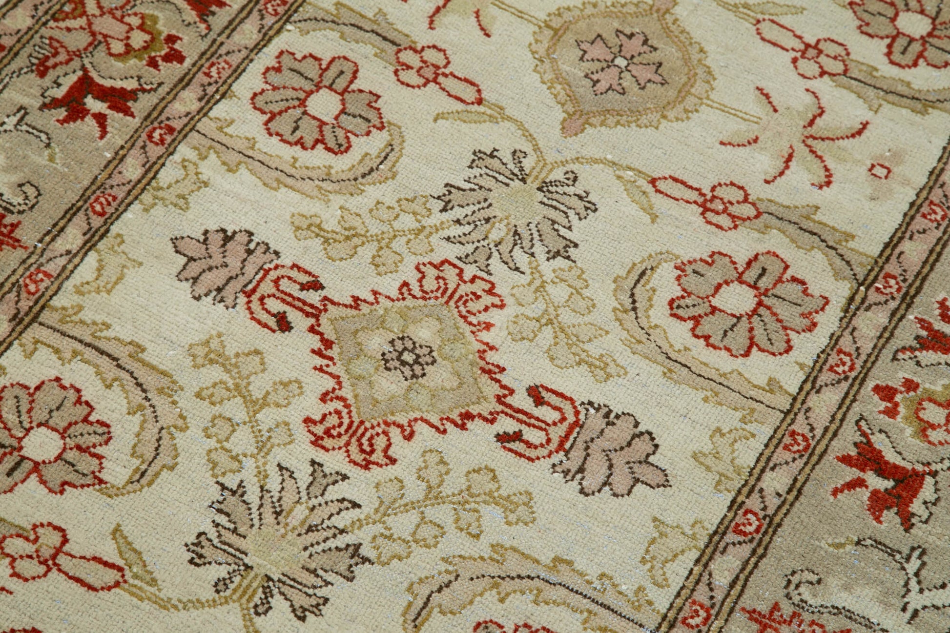 Tebriz Bej Klasik Pamuk Yün El Dokuma Halısı 77x297 Agacan