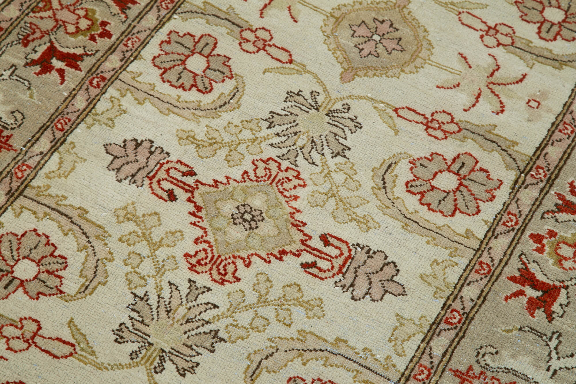 Tebriz Bej Klasik Pamuk Yün El Dokuma Halısı 77x297 Agacan