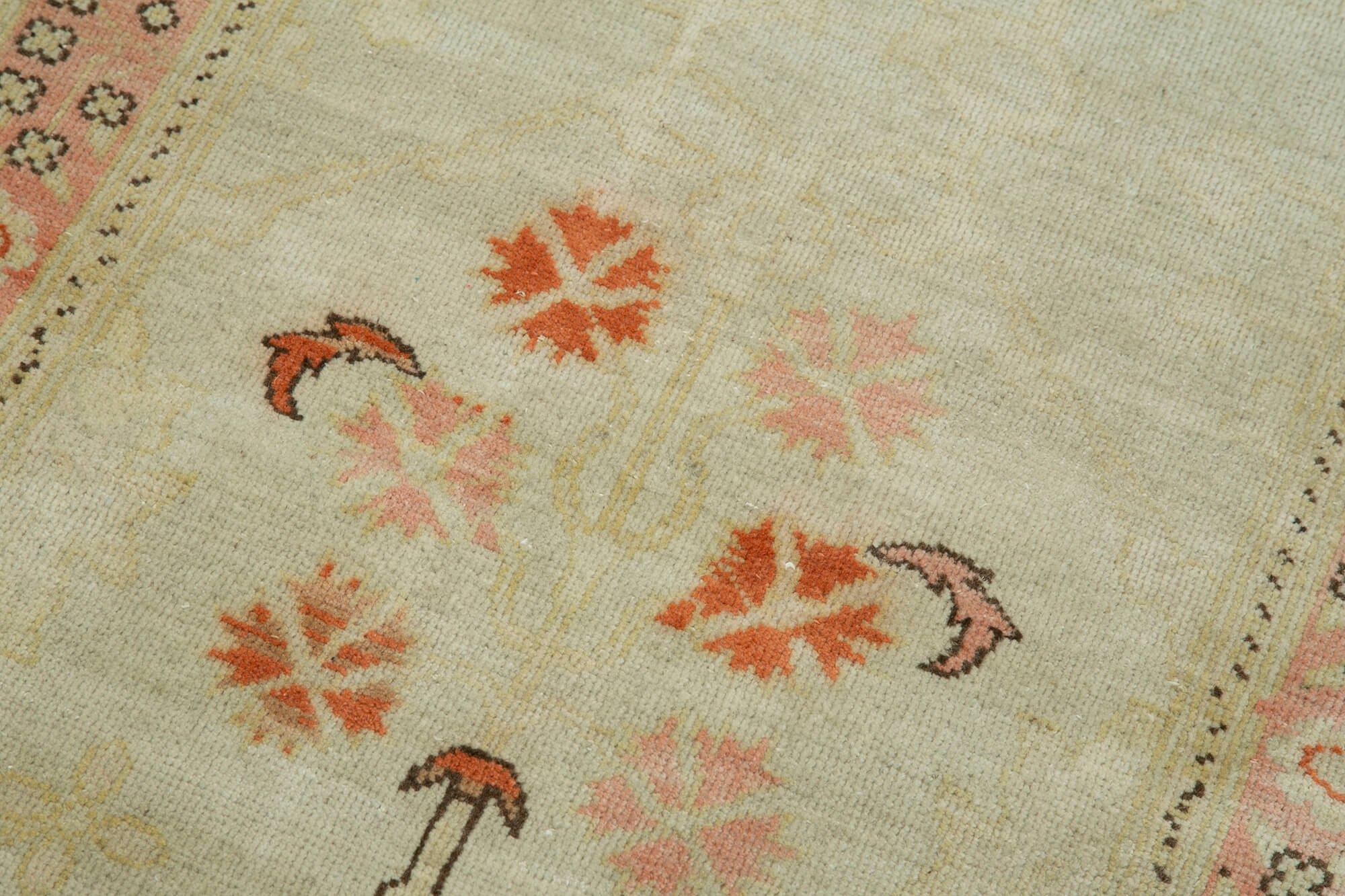 Tebriz Bej Klasik Pamuk Yün El Dokuma Halısı 75x313 Agacan